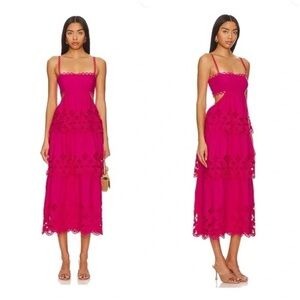 Saylor Elloise Midi Dress in Hot Pink Size XL